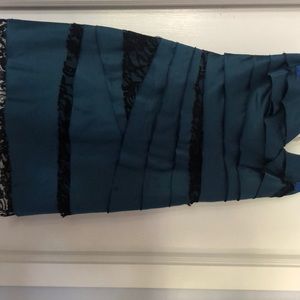 BCBG teal and lace strapless dress